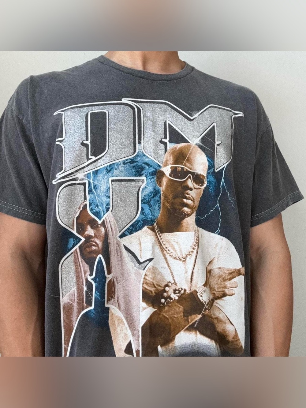 DMX Rap Tee AOP Graphics Grey Tee Shirt